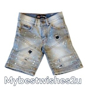 Phat Farm Blue Distress Kids Shorts Size 2t Or 3t See Measurements Rip + Repair